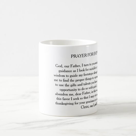 雇用マグカップ用祈りの言葉 コーヒーマグカップ (中央)