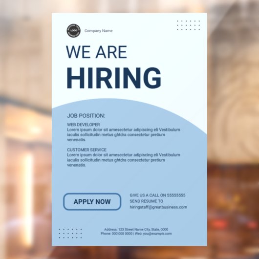 雇用企業の求人ビジネスカスタムロゴ ウィンドウサイン (シート2)