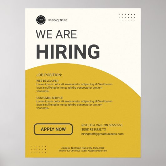 雇用企業の求人ビジネスカスタムロゴ ポスター (正面)