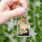 雇用者は彼の従業員の1人を袋に入れます キーホルダー (手)