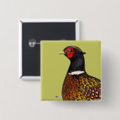 雉： 首輪 缶バッジ (正面&裏面)