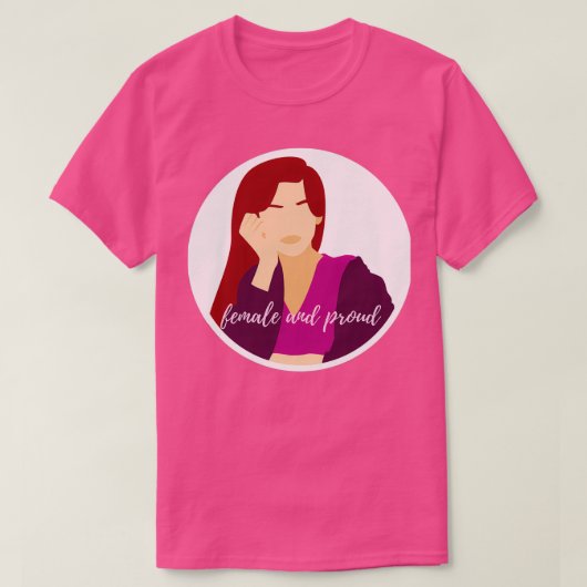 雌のアンプ誇りを持った赤 Tシャツ (デザイン正面)