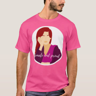 雌のアンプ誇りを持った赤 Tシャツ