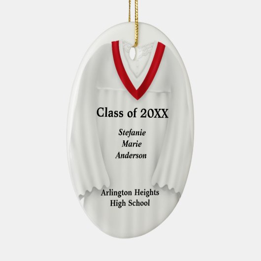 雌のグラッドガウン白と赤のオーナメント セラミックオーナメント (右)