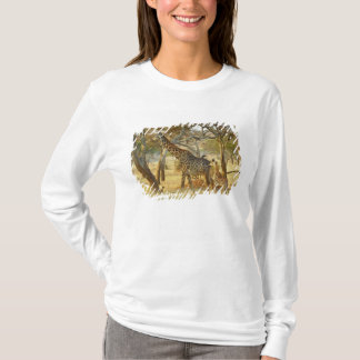 雌の成獣と幼いキリン, キリン属 Tシャツ