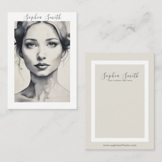 雌イラストレーションポートレートイヤリング表示カード コーリングカード (正面/裏面)