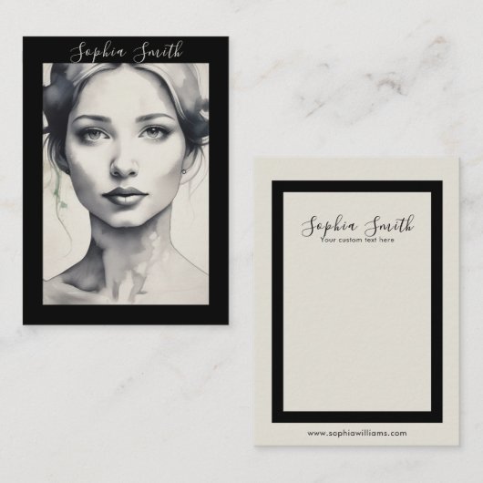 雌イラストレーションポートレートイヤリング表示カード コーリングカード (正面/裏面)