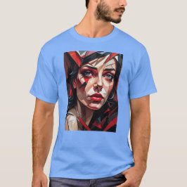 雌ガラス抽象芸術顔 Tシャツ