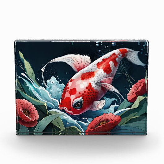 雌コイ魚スケッチア日本のートコイ魚池 フォトブロック (正面)