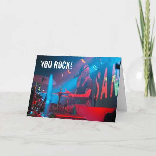 雌シックドラムスティックドラマー誕生日カード カード (正面)