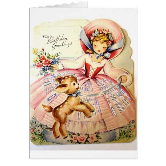 雌ジカが付いているMah Jonggのバースデー・カード (正面)