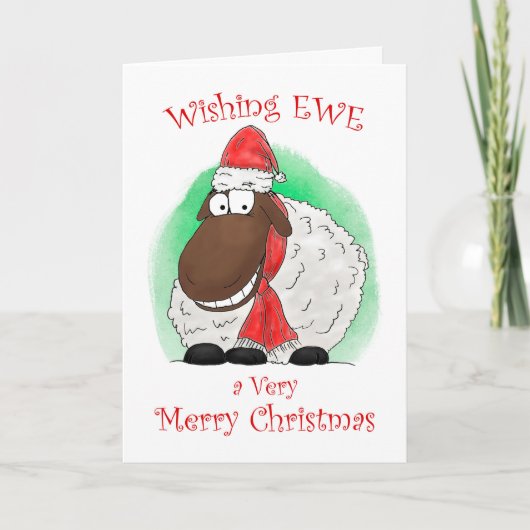 雌ヒツジのヒツジにメリークリスマスカードを望みます シーズンカード (正面)