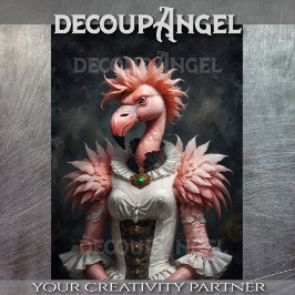 雌ビクトリアンのフラミンゴ – Decompage- 薄葉紙