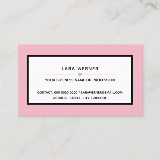 雌ピンクモダン角プロフェッショナル 名刺 (正面)