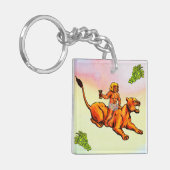 雌ライオンと緑のブドウに乗る若いバッカス キーホルダー (正面左)