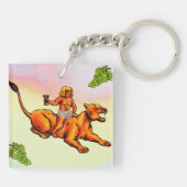 雌ライオンと緑のブドウに乗る若いバッカス キーホルダー (裏面)