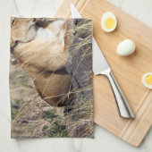 雌ライオンは休む キッチンタオル (四つ折り)