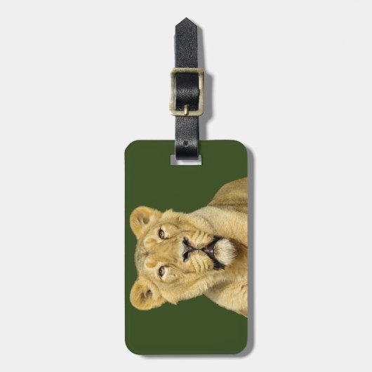 雌ライオンやる気を起こさせる ラゲッジタグ (正面縦)