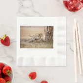 雌ライオン伸張 縁ありランチョンナプキン (インサイチュ)