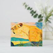 雌ライオン頭 ポストカード (スタンド正面)