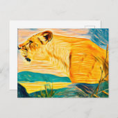 雌ライオン頭 ポストカード (正面/裏面)