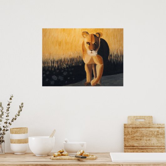 雌ライオン ポスター (キッチン)