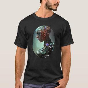 雌ロボットSci Fiサイボーグユニーク未来的な数字 Tシャツ
