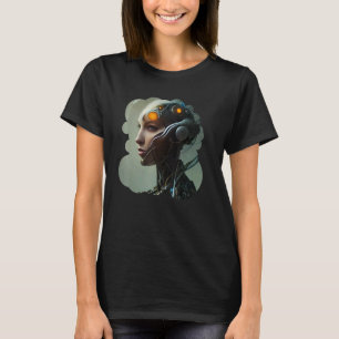 雌ロボットSci Fiサイボーグユニーク未来的な数字 Tシャツ