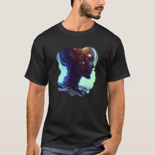 雌ロボットSci Fiサイボーグユニーク未来的な数字 Tシャツ