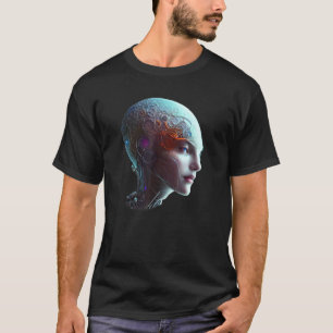 雌ロボットSci Fiサイボーグユニーク未来的な数字 Tシャツ