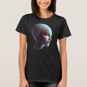 雌ロボットSci Fiサイボーグユニーク未来的な数字 Tシャツ