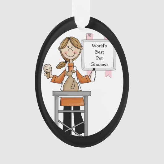 雌性ペ最高のットトリマーアクリルオーナメント オーナメント (正面)