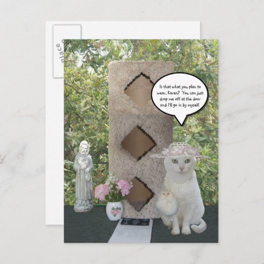 雌猫おもしろいミーム 案内ポストカード (正面/裏面)