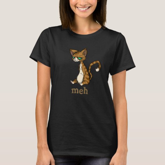雌猫の不機嫌で皮肉な猫1 Tシャツ (正面)