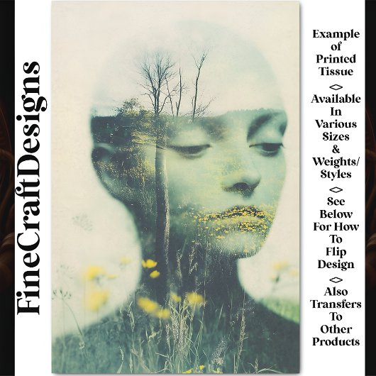 雌顔、ワイルドフラワーズグラスの木CE4デコページ 薄葉紙