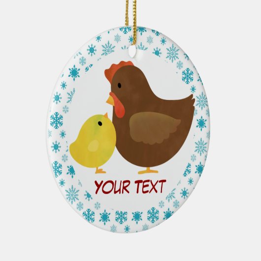 雌鶏およびひよこのクリスマスのオーナメントのギフト セラミックオーナメント (右)