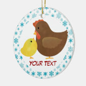 雌鶏およびひよこのクリスマスのオーナメントのギフト セラミックオーナメント (左)