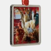 雌鶏およびオンドリを持つ優れた正方形のオーナメント メタルオーナメント (右)