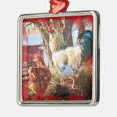 雌鶏およびオンドリを持つ優れた正方形のオーナメント メタルオーナメント (左)