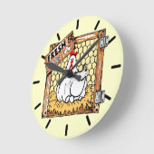 雌鶏および卵国の台所 ラウンド壁時計 (傾斜)