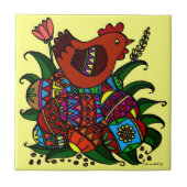 雌鶏およびPysankyのウクライナの民芸 タイル (正面)