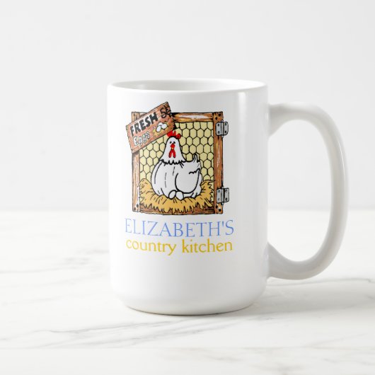 雌鶏の新しい卵国の台所 コーヒーマグカップ (右)