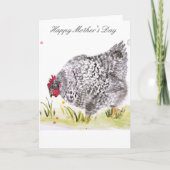雌鶏の鶏の挨拶状の母の日 カード (正面)
