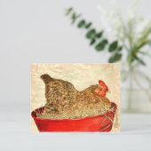 雌鶏の鶏の絵画の芸術のギフト ポストカード (スタンド正面)