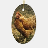 雌鶏の鶏の鳥の農場の農場構内動物の家禽 セラミックオーナメント (左)