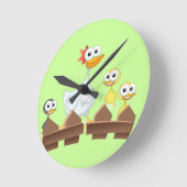 雌鶏及び鶏の時計 ラウンド壁時計 (傾斜)