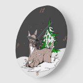 雌鹿 –  ラージ壁時計 (傾斜)