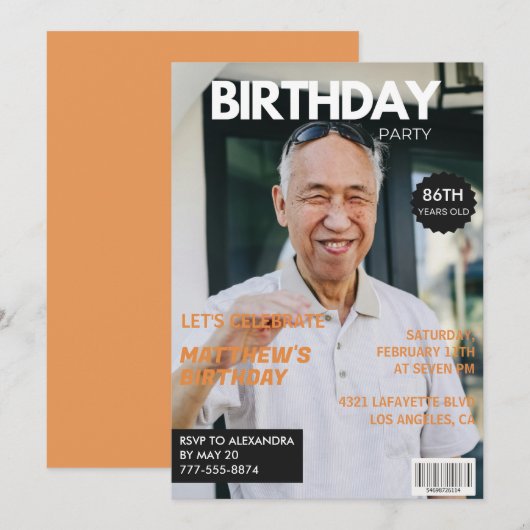 雑おもしろい誌Editorial Photo 86th birthday 招待状 (正面/裏面)