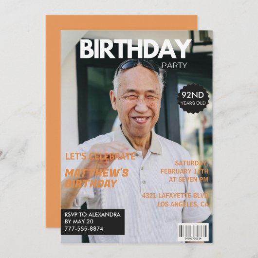 雑おもしろい誌Editorial Photo 92nd birthday 招待状 (正面/裏面)