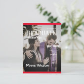 雑シンプル誌のテンプレートカバーの卒業表  ポストカード (スタンド正面)